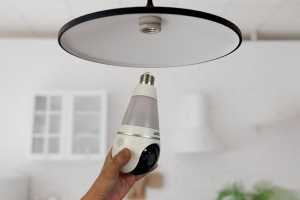 Lorex’s 2K Wi-Fi Lightbulb Camera screws into a standard light bulb socket 